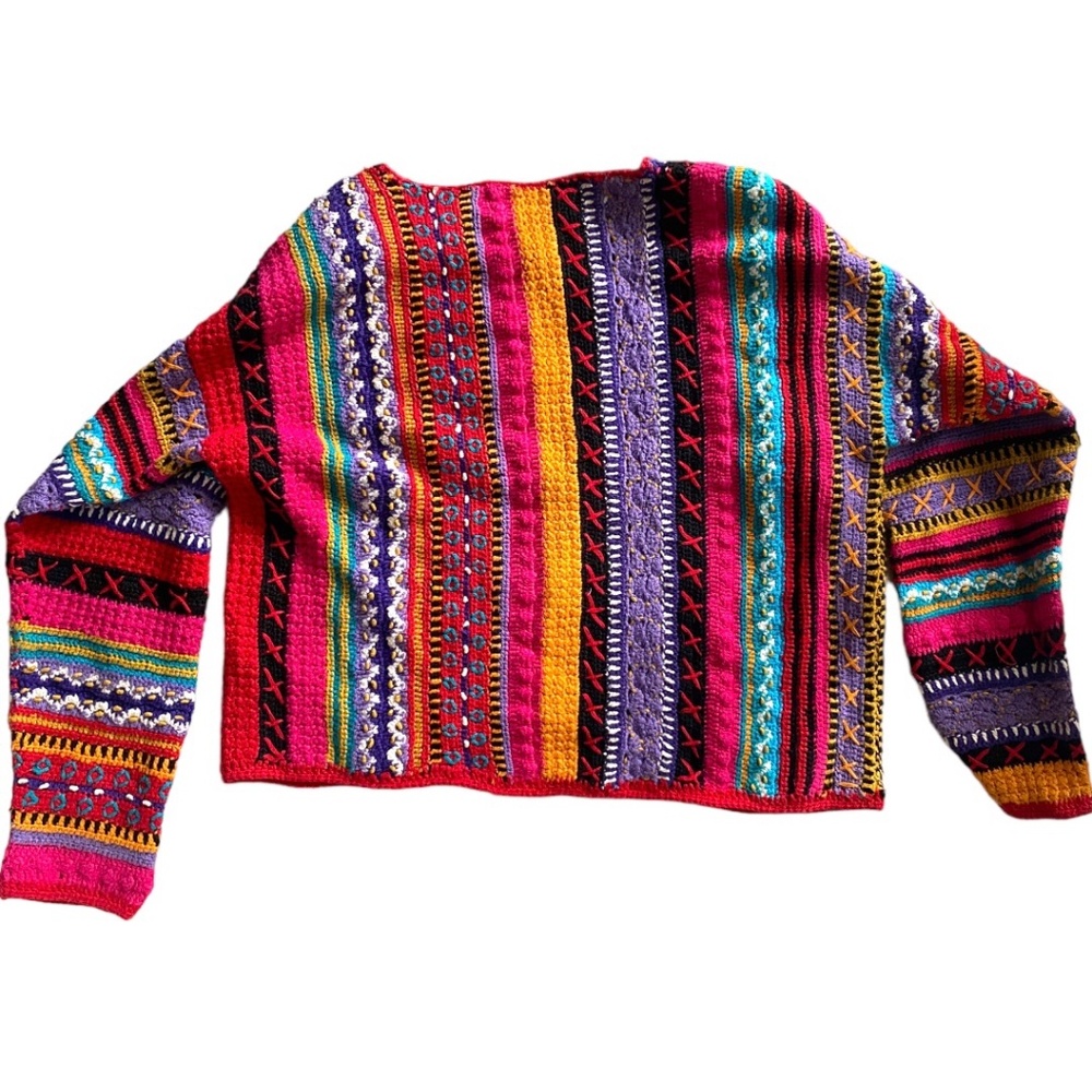Casual Corner Vintage Rainbow Chunky Knit Button Down Sweater size medium - Picture 3 of 5